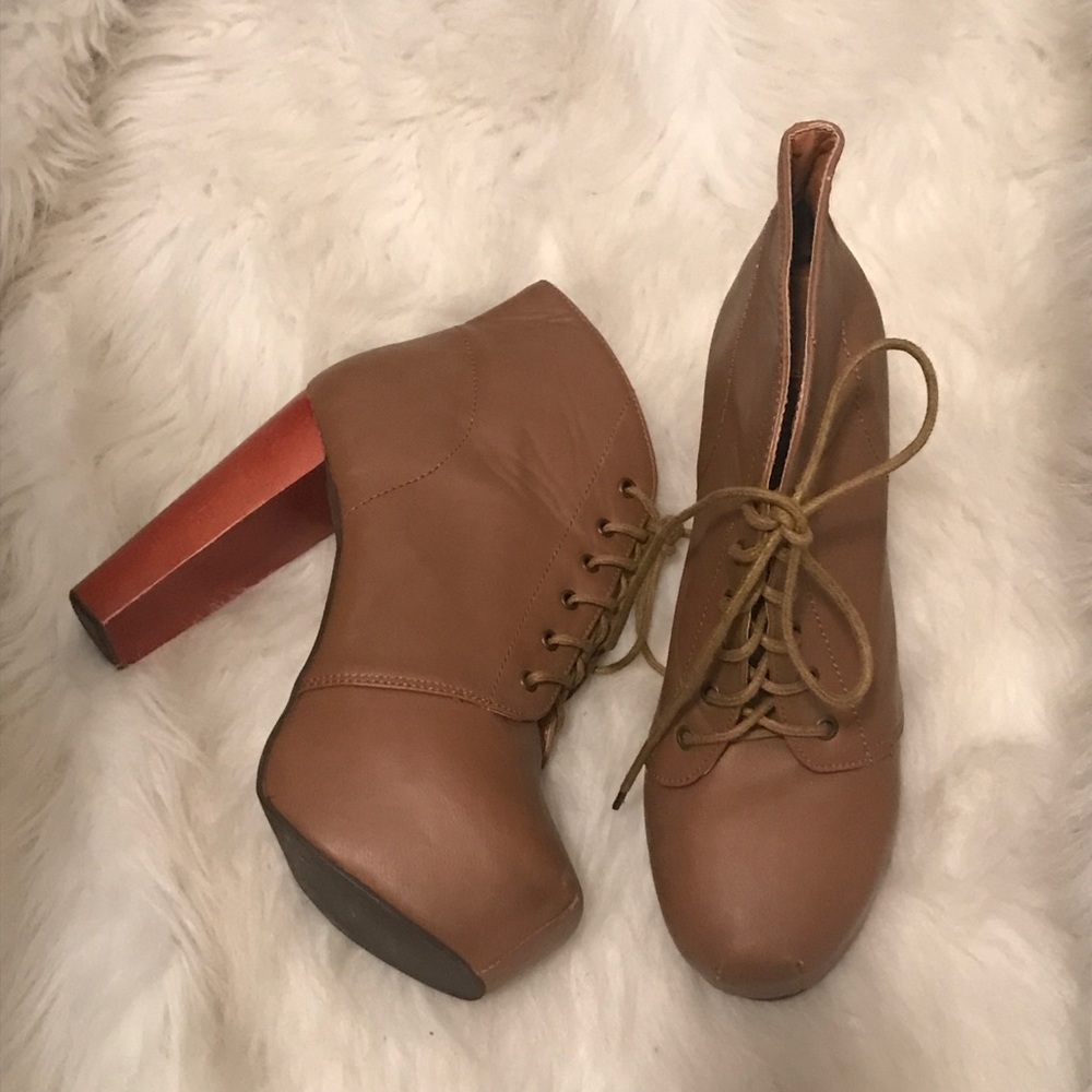 Tan booties lace boots